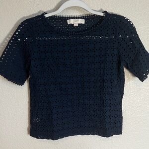 LOFT Midnight Blue Eyelet Top